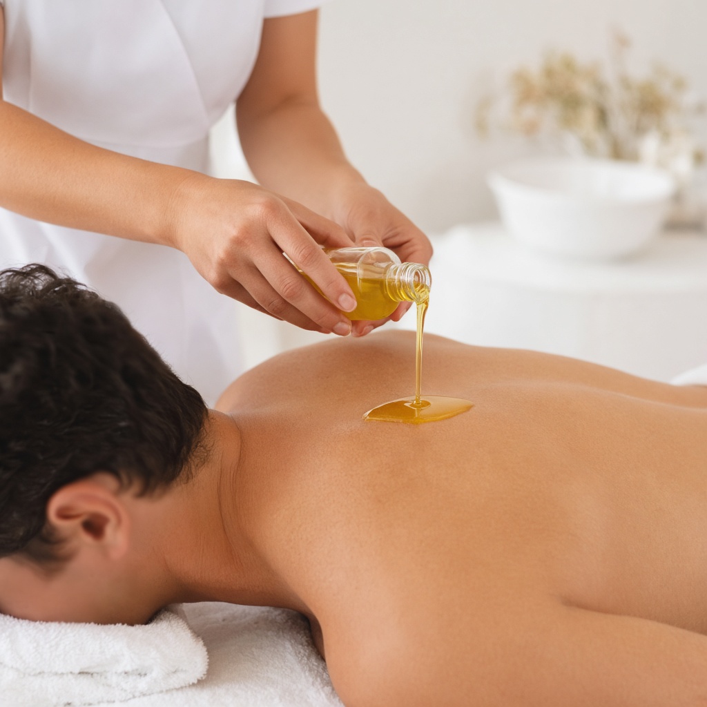 Male client oil massage